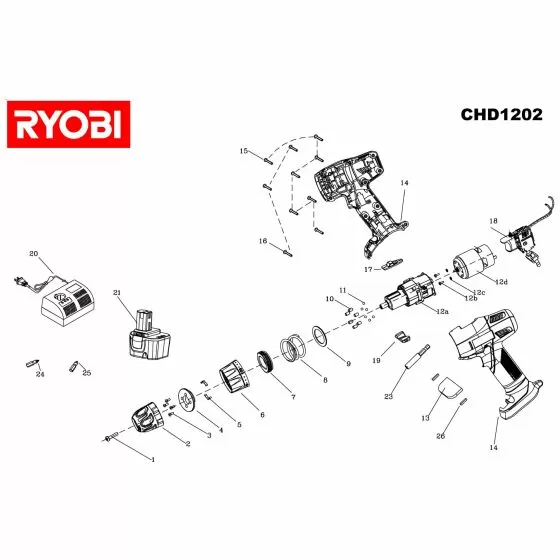 Ryobi CHD1202 Spare Parts List Type: 5133000070